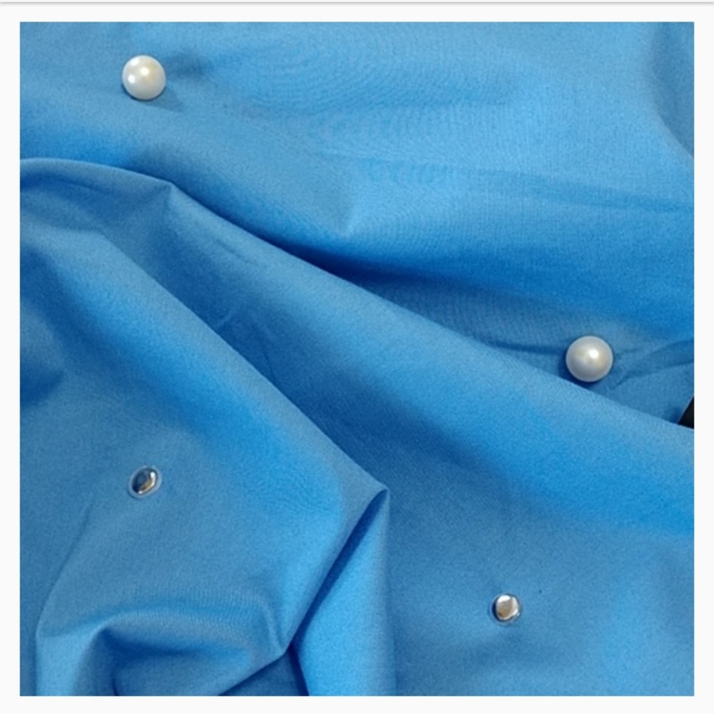 NEW a.n.a Blouse Faux Pearls Pullover Top Stretch Bell 3/4 Slve Cotton Blend Sm - Picture 6 of 14